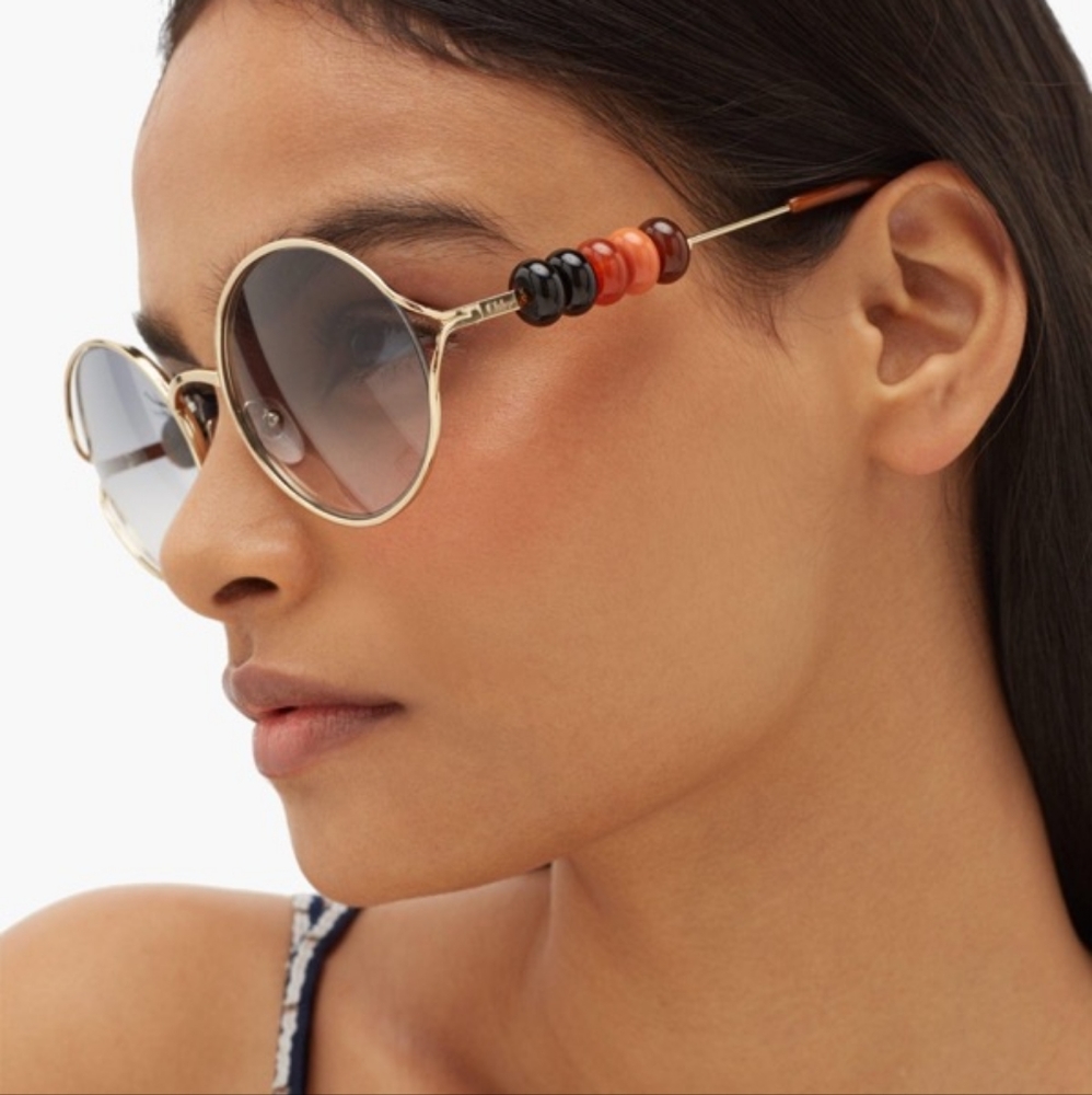 Chloe Dillie Roundframe Beaded Sunglasses